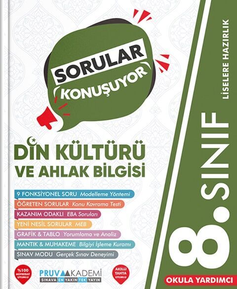 PRUVA AKADEMİ 8.SINIF DİN KÜLTÜRÜ VE AHLAK BİLGİSİ SORULAR KONUŞUYOR SORU KİTABI