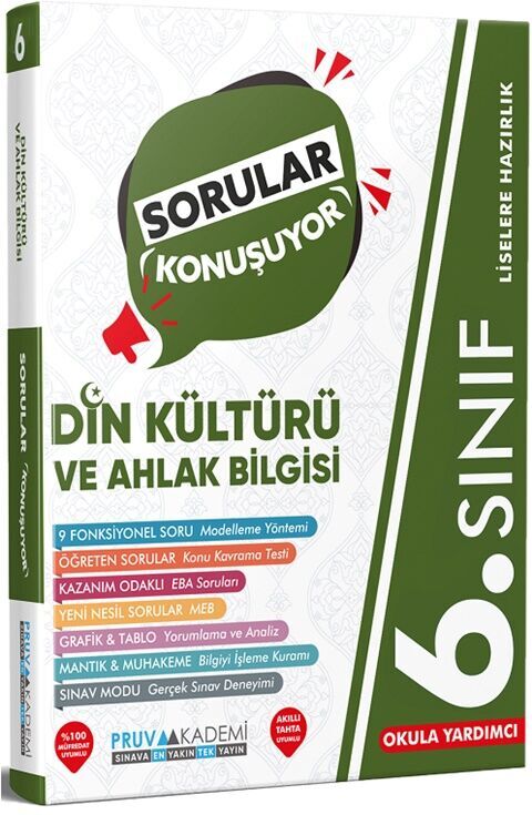 PRUVA YAYINLARI 6. SINIF DİN KÜLTÜRÜ VE AHLAK BİLGİSİ SORULAR KONUŞUYOR SORU BANKASI