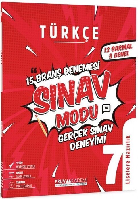 PRUVA AKADEMİ 7.SINIF TÜRKÇE SINAV MODU 15 DENEME