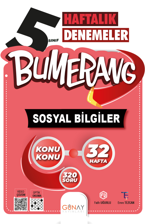 GÜNAY YAYINLARI 5.SINIF BUMERANG 32 HAFTALIK SOSYAL BİLGİLER DENEMELERİ